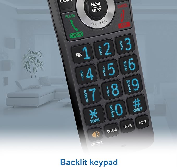 AT&T GL2101 DECT 6.0 Cordless Home Phone with Call Block, Caller ID, Full-Duplex Handset Speakerphone, 2" White Backlit Display, Lighted Keypad (Graphite & Black)