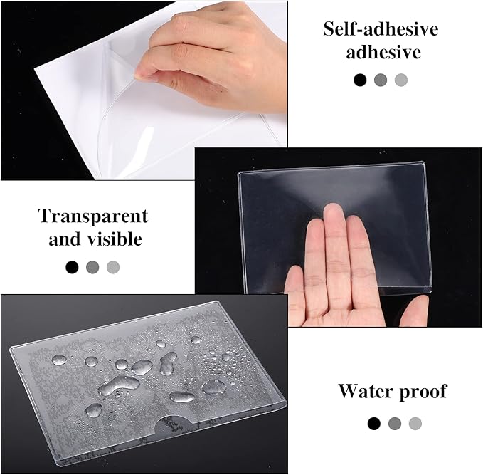 36 Pack Adhesive 3" x 5" Index Card Pockets with Top Open for Loading, Clear Plastic Labels Holders for Organizing, Storage Bins, Library Card, Totes, Shelves