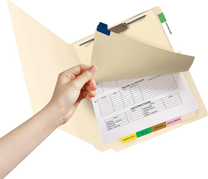 Doctor Stuff - Stock Medical Chart Dividers, 65 Sets of 6 Popular Healthcare Index Tabs, Bottom Tab, 8-1/2" x 11-3/8", File Folder Organizer for Nursing Patient Charts & Medical Records