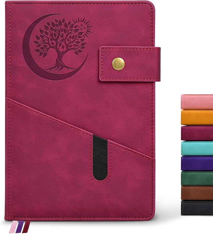 Blank Journal Notebook, A5 Hardcover Leather Sketchbook with 200 Pages Thick Blank Paper for Men Women, Unlined Drawing & Writing Journal, 5.9" x 8.4" Plain Notebook (wine red)