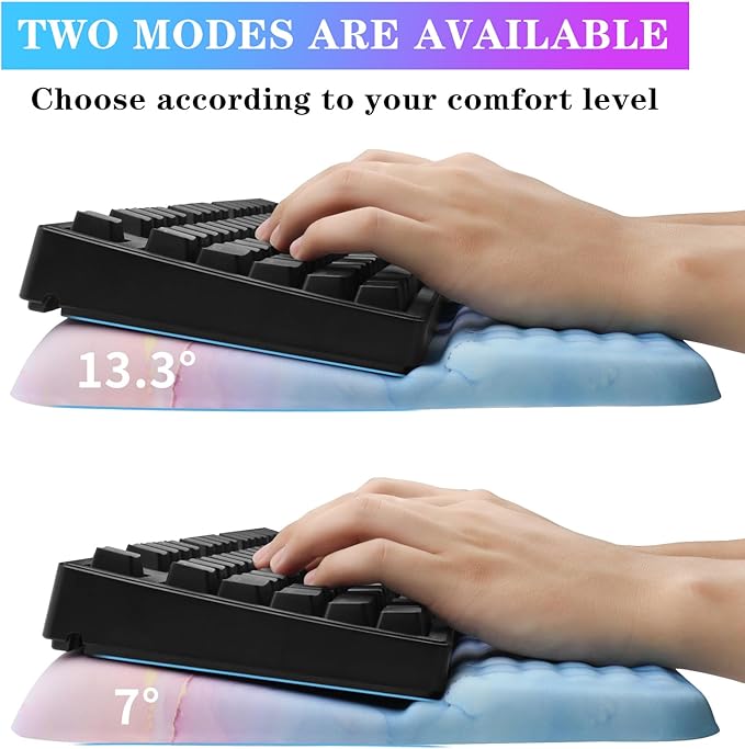 Computer Keyboard Stand with Wrist Rest, Ergonomic Tilted Keyboard Holder - Keyboard Riser with Wrist Pad - Keyboard Tray Support for Office Home - Aqua Marble