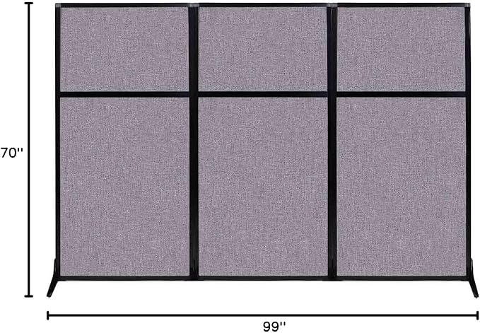 Versare Workstation Partition | Portable Wall Divider | Modern Office Cubicle | Free Standing Privacy Screen | Flexible Work Space | 99" x 70" Cloud Gray Fabric Panels