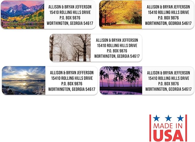 Scenic Landscape Rolled Address Labels / 500 Personalized Return Address Labels/Designer Address Stickers in Elegant Plastic Dispenser