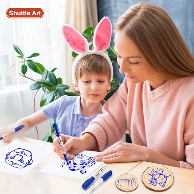 Shuttle Art Permanent Markers, 30 Pack Blue Permanent Marker set,Fine Point, Works on Plastic,Wood,Stone,Metal and Glass for Doodling, Marking…