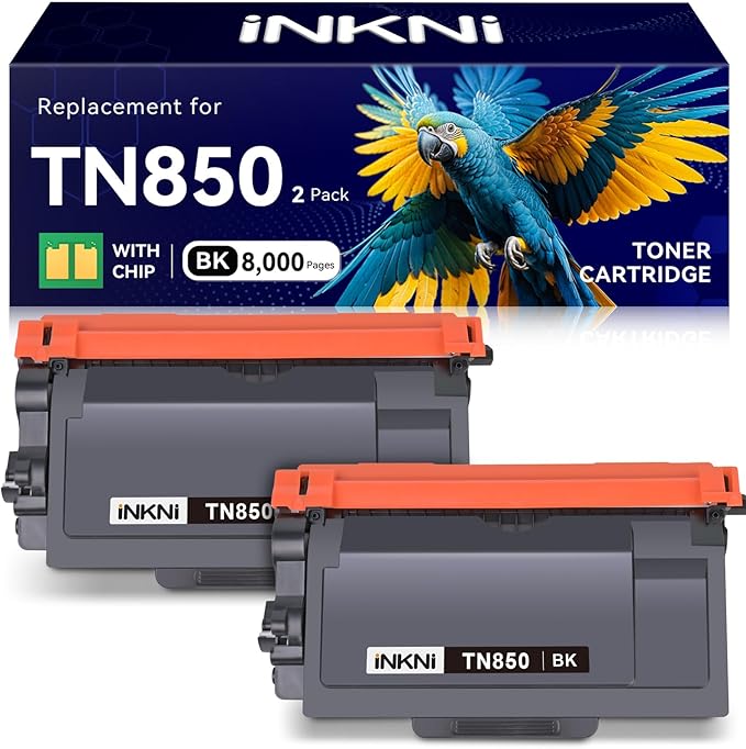 INKNI Compatible TN850 Toner Cartridge Replacement for Brother TN850 TN820 High Yield Compatible for Brother DCP-L5600DN HL L5000D HL L5200DW HL L6200DW MFC L5850DW MFC L6700DW Printer (Black, 2-Pack)