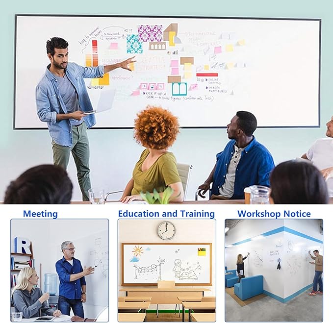 Magnetic White Board Film, 47" x 23" Dry Erase Board for Wall, Self Adhesive Whiteboard Paper Set for Office, Conference Room, Classroom, Home, Include Marker, Magnetic Eraser and Magnets