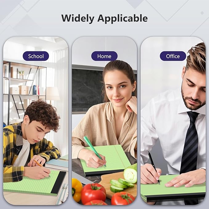 6 Pack Legal Pads 8.5 x 11 College Ruled Colored Note Pads 8.5" x 11" Lined Paper Chipboard-Backed Notepad with Micro-Perforated Notebook Paper for Office & School Supplies 50 Sheets/Pad