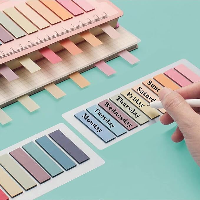ELII 5400PCS Books Tabs for Annotating,Sticky Tabs Clear Sticky Notes, Morandi Page Markers for Notebooks, Multi-Colored Writable and Repositionable Book Flags Strip