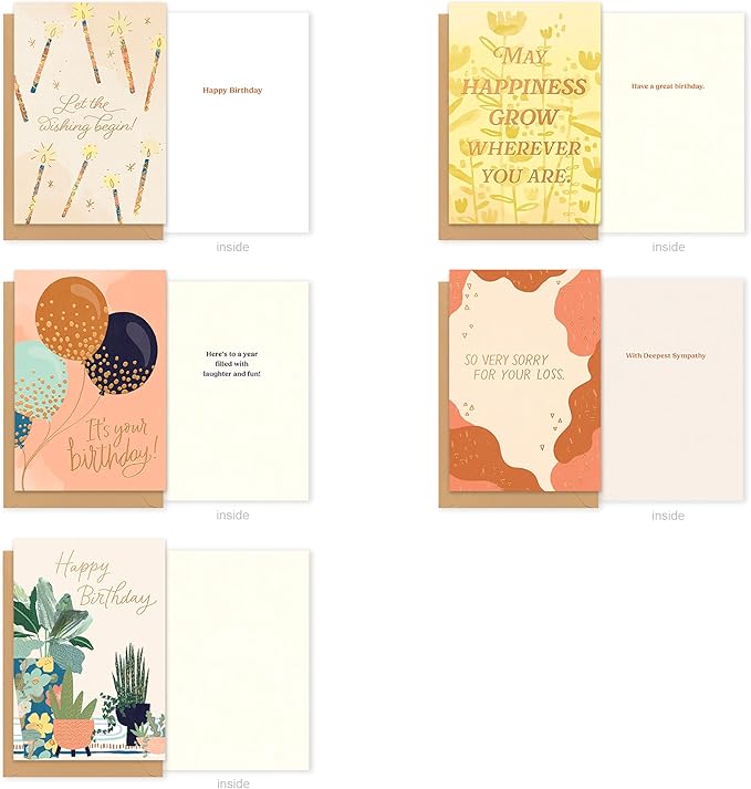 American Greetings 10-Count All Occasions Card Bundle with Envelopes- Birthday, Congrats, Support, Friendship, Thank You, and Sympathy
