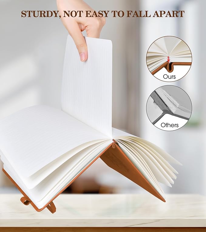 Lined Journal Notebook for Men Women, A5 Brown Leather Journals for Writing, 200 Pages College Ruled Journal Notebook, Travel Daily Journal Notebook for Work School, Note Taking 5.75'' X 8.38''