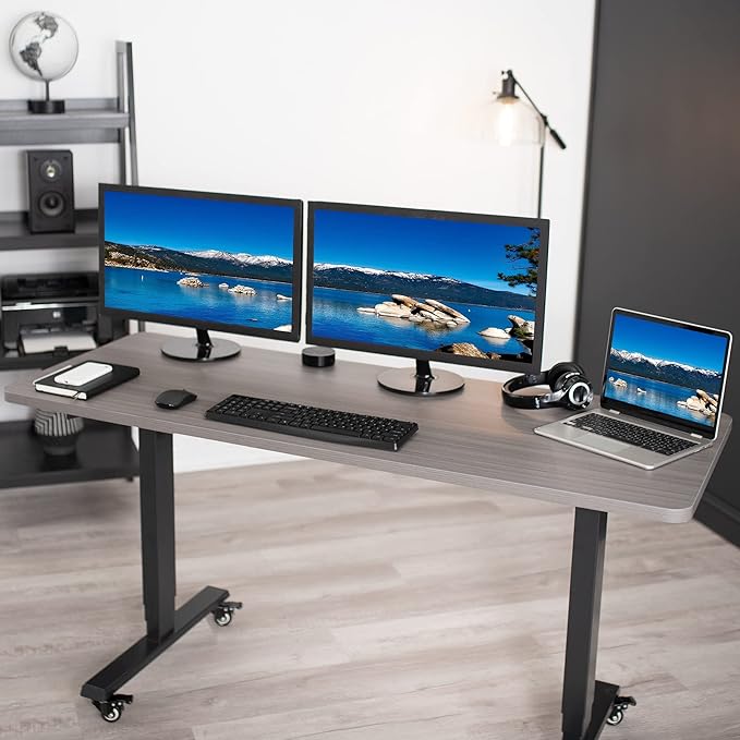 VIVO Dark Gray 60 x 24 inch Universal Solid One-Piece Table Top for Standard and Sit to Stand Height Adjustable Home and Office Desk Frames, DESK-TOP60G