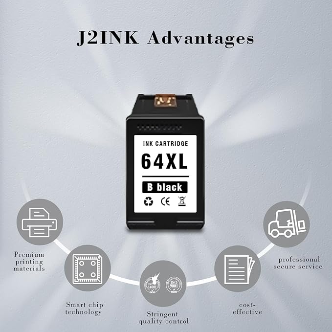 Printer Ink 64XL 64 Black 7800 Tango Ink Cartridge for HP Ink 64 XL 64XL Black Ink Cartridge for HP64 Printers for HP64xl HP64xlblk 64xlblk Envy Photo 6220 6230 6252 7120 7155 7855 7858 | Tango X Tan