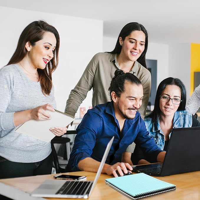 6 Pcs Legal Pad Top Spiral Bound Notebook 70 Sheets Wirebound Notepad Double Sided Ruled Memo Steno Book with Stiff Back Cover for Business(8.5 x 11 Inches,No Holes,6 Colors)