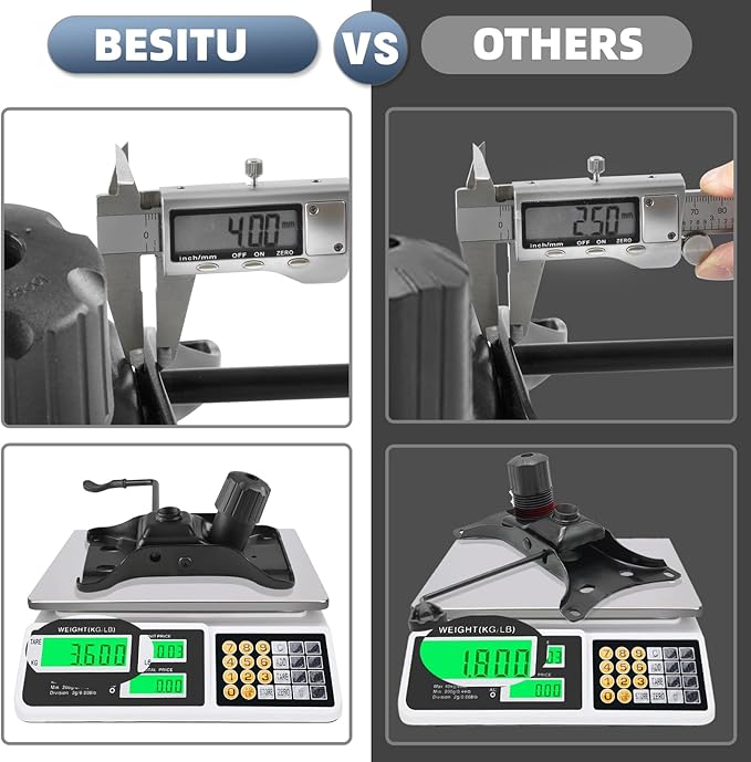 500Lbs Office Chair Replacement Parts, w/ 6'' x 10.2" Mounting Holes Chair Base Heavy Duty Plate Swivel Tilt Control Seat Mechanism for Executive and Gaming Chair