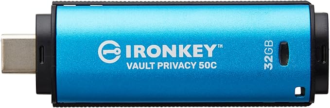 Kingston Ironkey Vault Privacy 50 USB-C 32GB Flash Drive | FIPS 197 Certified | XTS-AES 256-bit | BadUSB and Brute Force Protection | Mult-Password Option | IKVP50C/32GB