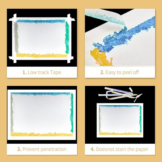 4 Packs White Artist Tape for Watercolor Paper Drafting Art Low Tack Masking Tape Acid Free Painter Watercolor Tape for Painting Canvas Framing, 0.6inch Wide 660FT Long Total