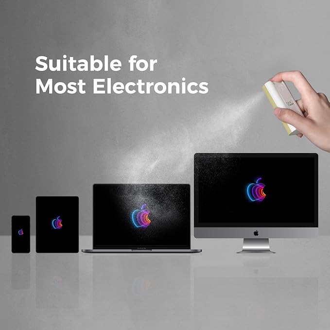 CLICK CLEAN Touchscreen Mist Cleaner, Screen Cleaner, All in One Screen Cleaner Spray with Microfiber and Phone Stand for All Phones, Laptop and Tablet Screens (Beige)