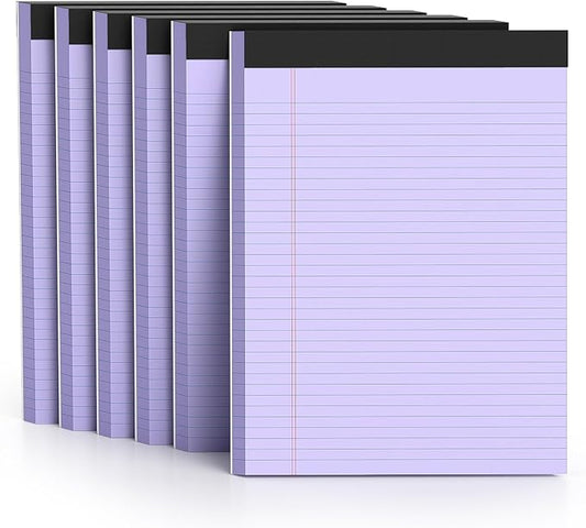 300 Sheets Purple Legal Pads 8.5 x 11 College Ruled Paper 6-Pack Note Pad Narrow Ruled 50 Sheets per Notepad Perforated Writing Pad Durable Sturdy Back 8x11 Pads of Paper
