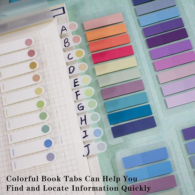 ELII 2400Pcs Sticky Tabs for Annotating Books,Morandi Book Tabs for Binders,Page Markers Clear Writable and Repositionable Book Flags Strip Index Tabs (morandi-2400pcs New)