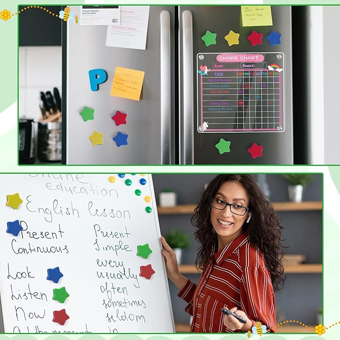 24 pcs Strong Magnetic Whiteboard Eraser - Mini Dry Erase Erasers, Small Chalkboard Cleansers Wiper for Kids and Teachers Classroom Must Haves School Supply Home and Office, Star Shaped