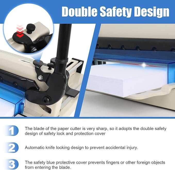 Heavy Duty Paper Cutter, 12 inch Guillotine Paper Cutter Industrial-Grade Steel Blade with Safety Lock, Guillotinas para Cortar Papel Paper Trimmer for Office, School, Crafting Cardstock