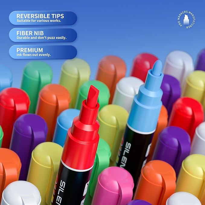 Green Chalk Markers 2 Pack - Green Dry Erase Markers Pen - Liquid Chalk Markers for Chalkboard, Window, Glass, Mirror, Blackboard - 3-6mm Reversible Tip