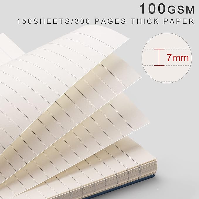EMSHOI A4 Spiral Notebook College Ruled Lined Journal, 11.2" X 8.27", 300 Pages/150 Sheets, Easy Tear Perforated Pages, 100gsm Thick Paper, Waterproof Softcover, for School Work Writing-Blue