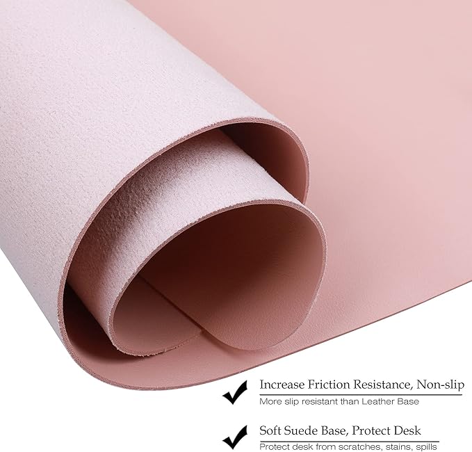 Boutilon Leather Desk Pad 30" x14",Non-Slip Mouse Pad,Office Desk Mat,Waterprooft PU Leather Desk Blotter,Desk Pad Protector,Desk Writing Pad for Home Office Decor (M-Pink)