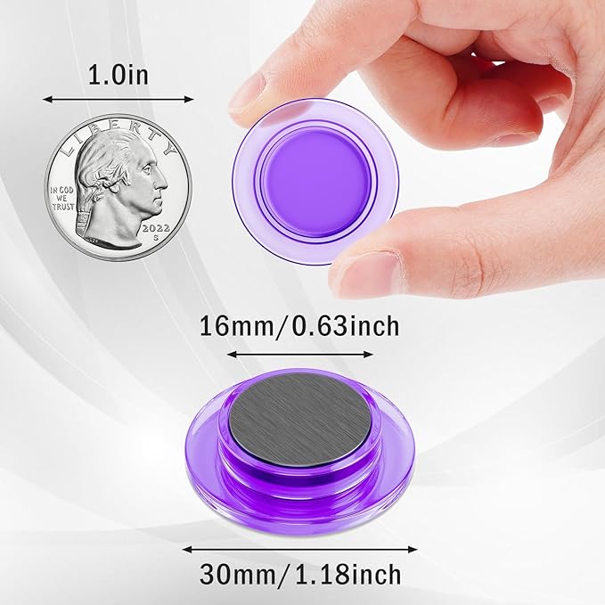 VNDUEEY 45 Pcs Round Whiteboard Magnets Fridge Magnets, Dry Board Refrigerator Magnet, Small Magnet Teacher Supplies for School, Home, Office Decorative(Purple, 3cm/1.18in)