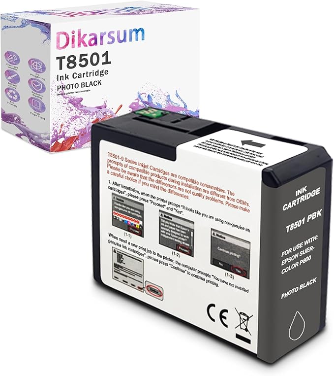 T850 Ink Cartridge Remanufactured T8501 T850100 Ink Cartridge Replacement for Surecolor P800 Printer(Photo Black)