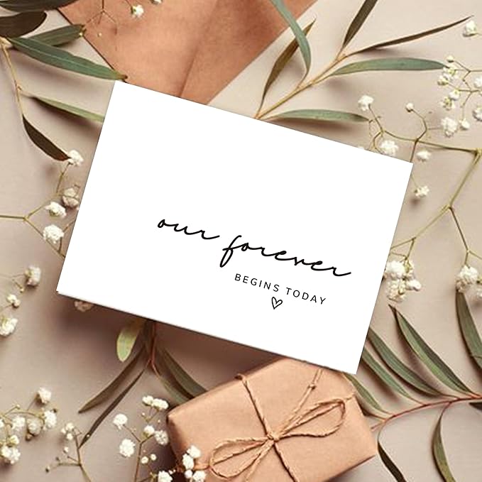 Set of 2 Funny Wedding Gift Cards, To My Groom Bride On Our Wedding Day Card, Wedding Day Vows Card for Our Forever Begins Today. （Our Forever）