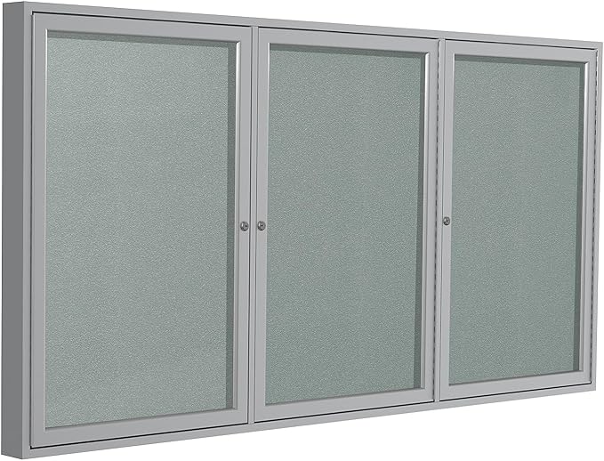 Ghent 48"x72" 2-Door Outdoor Enclosed Vinyl Bulletin Board, Shatter Resistant, with Lock, Satin Aluminum Frame - Silver (PA34872VX-193), Made in The USA