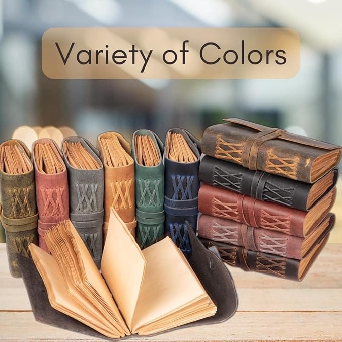 LEATHER VILLAGE Leather Bound Journal - Rustic Brown, 8"X6", 220 Pages - Vintage Blank Paper Diary for Writing, Drawing, Sketchbook, and Travel Notebook - Ideal for Women and Men