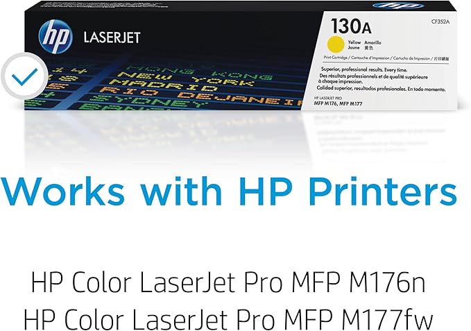 HP 130A Yellow Toner Cartridge | Works with HP Color LaserJet Pro MFP M176, M177 Series | CF352A