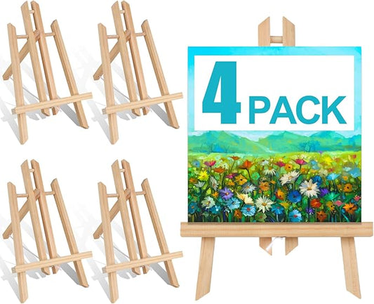 4pack Portable Wood Easel - Desktop Display Rack for Parties and Events - Versatile Wood Art Stand for Artists and Creations