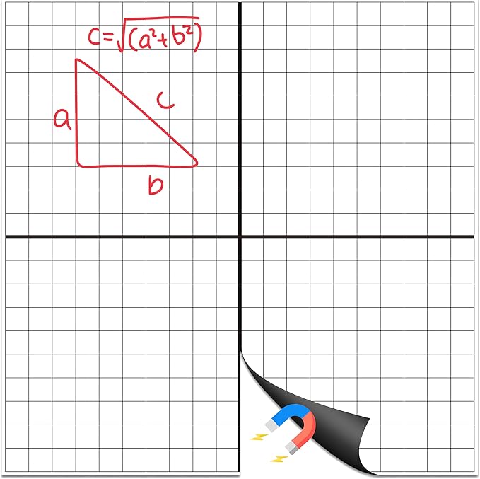 Magnetic Grid Dry Erase Whiteboard - 26"x26" XY Coordinate Math Board with Durable Gridlines for Algebra, Geometry, Classroom & Office Use | Perfect for Graphing, Planning, & Teaching