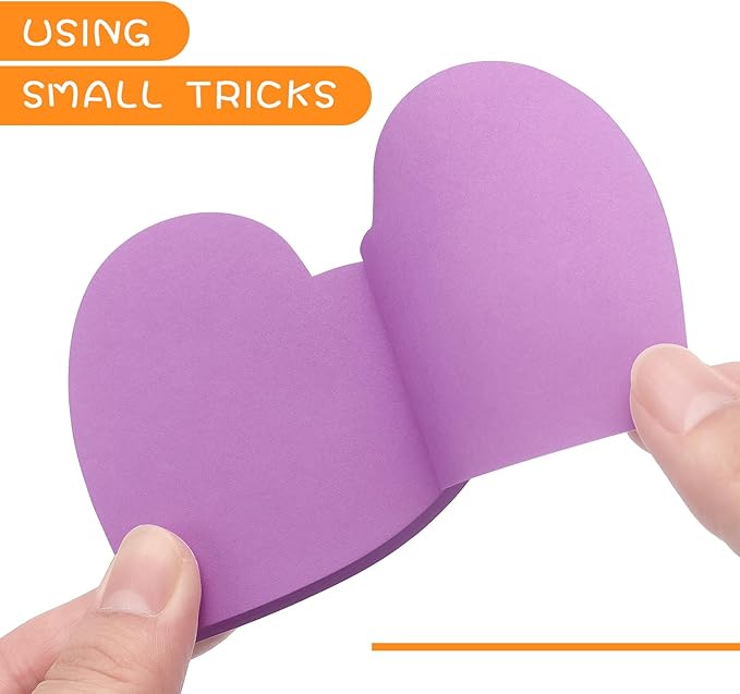 SIMONA Heart Shape Sticky Notes 8 Color Bright Colorful Sticky Pad 75 Sheets/Pad Self-Sticky Note Pads