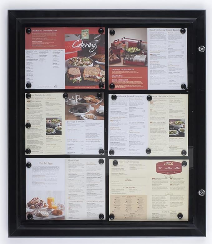 Weather Resistant Bulletin Board with Swing-Open Locking Door, Wall Mounted Notice Board with Magnetic Display Surface, for Indoor or Outdoor Use, Aluminum (Black)