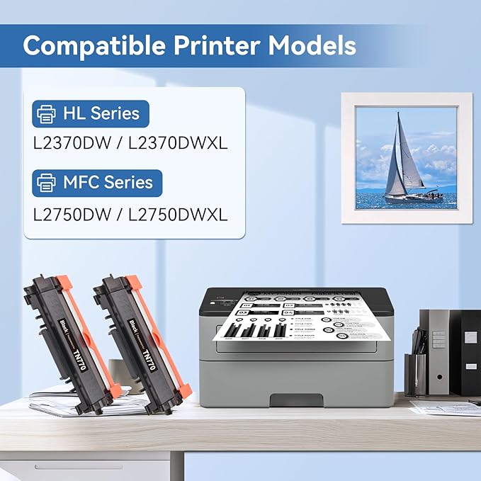 MYTONER Compatible Toner Replacement for Brother TN-770 TN770 Super High Yield Black Toner Cartridge for HL-L2370DW L2370DWXL MFC-L2750DW L2750DWXL Printer 4,500 Page, 2-Pack