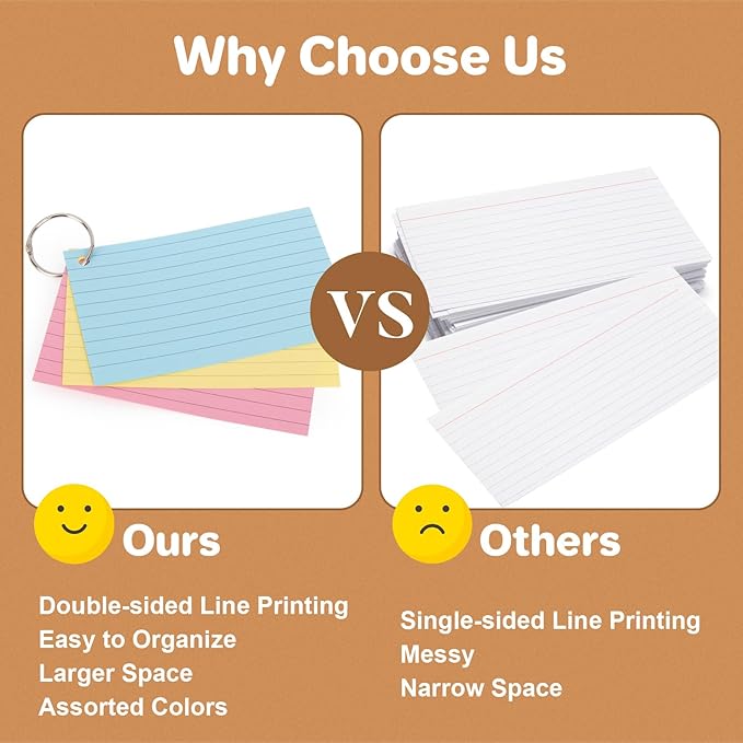 Colored Index Cards - 150 PCS Flash Cards with Rings 3 x 5 Inch Flashcards for Studying Prepunched Lined Notecards Study Supplies for School, College, Office, Home, Memory, To Do List, 3 Bright Colors