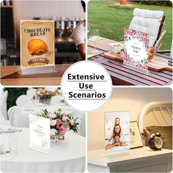 MaxGear 8.5 X 11 Acrylic Sign Holder 6pack, Clear Display Stand Plastic Paper Stand, Double Sided Picture Stands for Table, Vertical Menu Stand Flyer Display for Stores, Restaurants, Hotels, Office