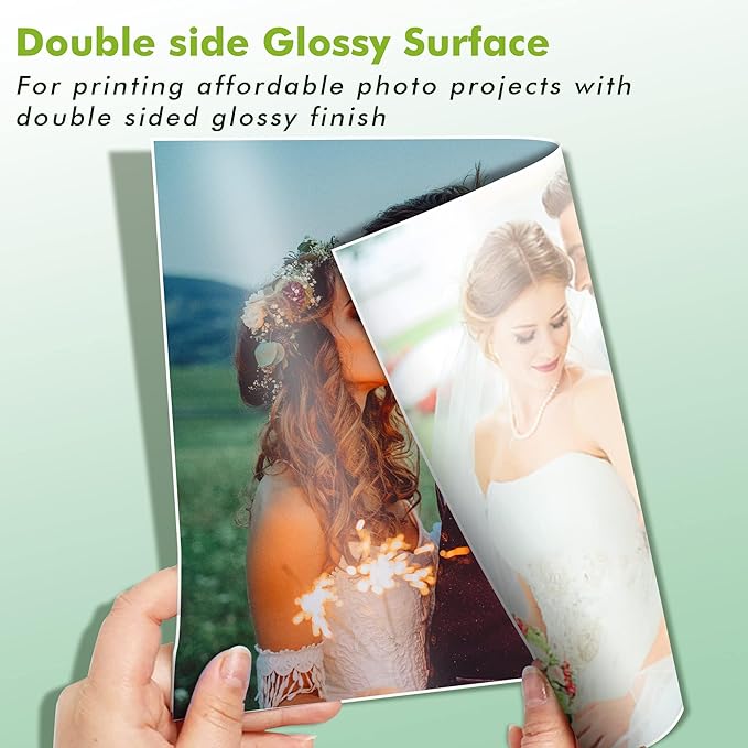 Koala Double Side Thin Glossy Photo Paper 8.5x14 Inches Legal Size 120gsm 100 Sheets Compatible with Inkjet Printer and Dye Ink 32LB