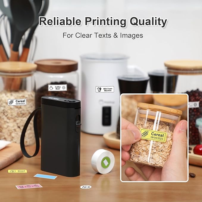 Nelko Label Maker Machine with Tape, P21 Bluetooth Label Printer, Wireless Mini Label Makers with Multiple Templates for Organizing Office Home, Black