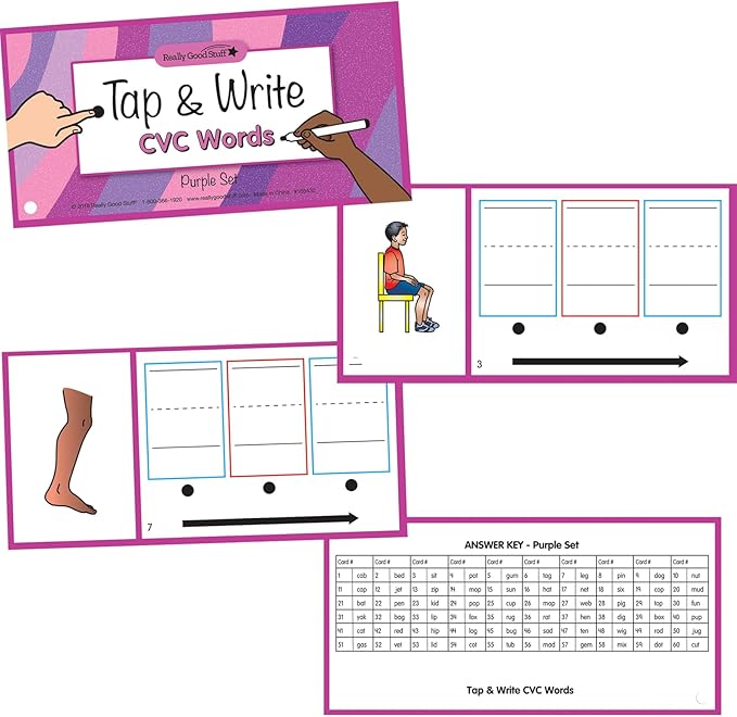 Really Good Stuff Tap and Write CVC Words - 120 Cards