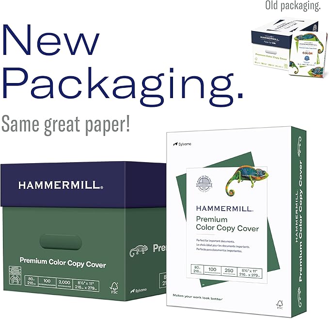 Hammermill Cardstock, Premium Color Copy, 80 lb, 18 x 12-1 Pack (250 Sheets) - 100 Bright, Made in the USA Card Stock, 133200R, White