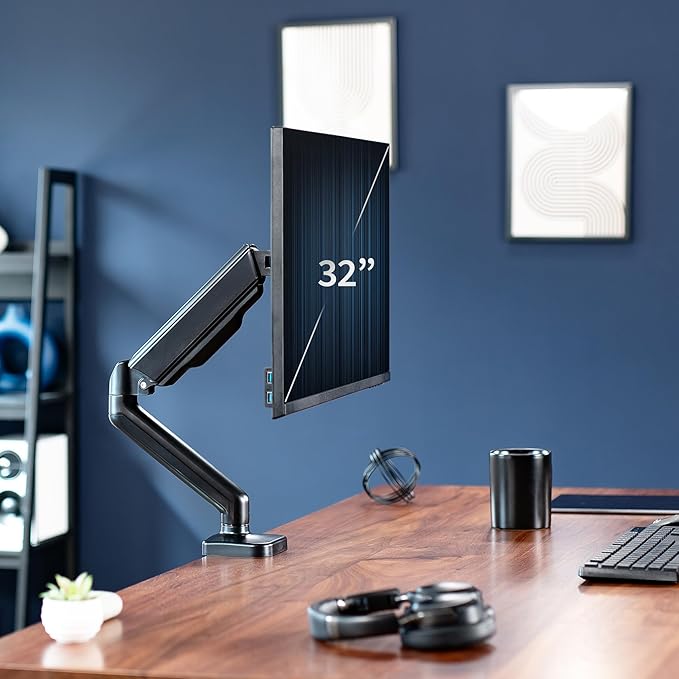 VIVO Single 17 to 32 inch Monitor Height Adjustable Counterbalance Mechanical Arm Desk Stand, Classic, Universal VESA Mount, STAND-V001O