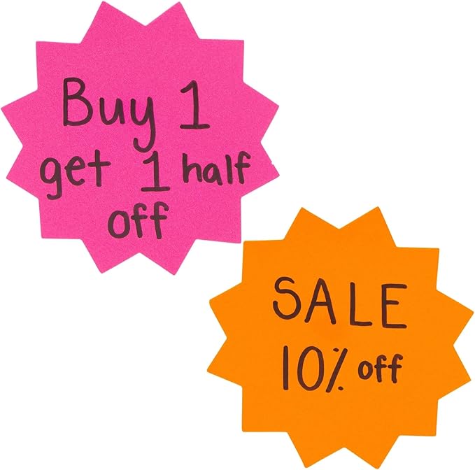 Juvale 120-Pack Bulletin Board Decorations, Blank Cutouts, Starburst Signs for Retail, Office Supplies, Sales, Poster Boards, Bulletin Cutouts, and Classroom Tags (6 Colors, 4x4 in)