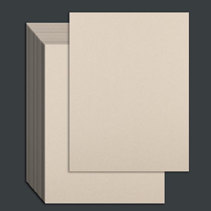 25 Pcs Book Board, Binder Board, Cover Board, Heavy Duty Chipboard for Book Binding, DIY Cardboard (Gray, 9 x 12 Inch 80PT)