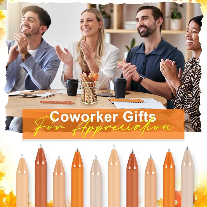 30pcs Thank You Pens Bulk Cute Multicolor Ballpoint Pen for Men Women Server Accessories Employee Holiday Appreciation Gifts for Teacher Office Back to School Party Favor (Orange)