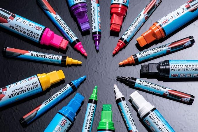 Window Markers for Glass Washable Car Window Paint Pen- Dry Erase Liquid Chalk Marker Car Decorations on All Surfaces, Tire, Windshield - Auto Marker, Autowriter, Rain Resistant (Orange, Jumbo Tip)